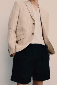 Short formel en velours côtelé bleu marine pour homme coupe régulière taille haute fermeture à cordon séchage rapide respirant solide - Product Image 5