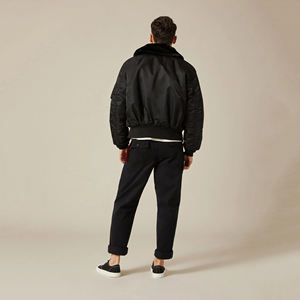 Blouson aviateur en toile chauffant professionnel personnalisé pour hommes avec logo à l'avant col montant style High Street pour l'hiver - Product Image 4