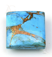 Cabochon de Turquoise en cuivre bleu naturel de forme carrée à dos plat pour la fabrication de bijoux