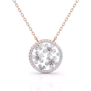 Espectacular colgante de diamante talla redonda Bloom de 2.05 ct, color E-F, VVS-VS, diamante cultivado en laboratorio en oro de 14 quilates, para ocasiones especiales y fiestas. - Product Image 1