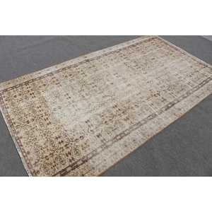 Turkish 4.8x8.1 ft <b>Wool</b> Rug Vintage Patchwork Area Rug with Latex Backing Eco-Friendly <b>Brown</b> Ombr Rug - Product Image 1