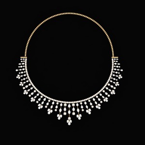 Collar de Diamantes Cultivados en Laboratorio de 18 Quilates, Corte Pera y Marquesa, Oro Blanco, Amarillo y Rosa, 36 Gramos en Bruto, 30 Gramos en Neto, Certificado IGI, Lujo - Product Image 3