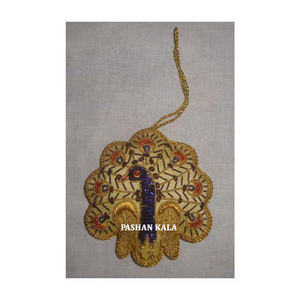 Newly Traditional Style and Creative Design Beautiful Zari Hand Embroidery <b>Peacock</b> Shape Christmas Hanging <b>Ornaments</b> for Hanging - Product Image 1
