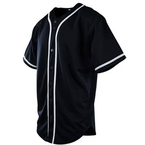 Camiseta de béisbol de poliéster 100% con cuello en V de impresión por sublimación personalizada de fábrica directa, ropa deportiva negra de talla grande para equipos de niños y adultos - Product Image 4