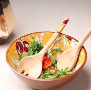 Charmant bol en bois imprimé peint à la main bol de service décoratif pour table à manger affichage de cuisine et but de cadeau - Product Image 1