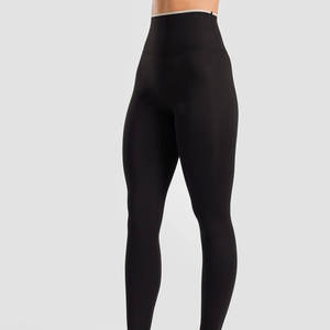 Women's High Quality Elastic Waist Spandex <b>Nylon</b> High Rise Gym Fitness Sport Pants Solid Pattern Custom Wholesale Yoga <b>Leggings</b> - Product Image 4