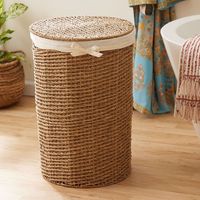Seau à main panier à linge en bois de bambou avec rotin usage domestique pour le stockage des vêtements sales paniers de rangement usage polyvalent
