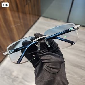 Gafas de Sol para Hombre de Acero Inoxidable Azul con Cristal Anti-Reflejante y Diamantes Moissanite con Claridad VVS de la Más Alta Calidad - Product Image 1