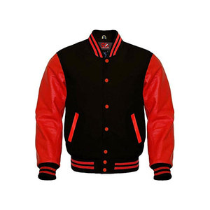 Blouson universitaire 2025 à col montant enduit, style Letterman, en polyester/coton, disponible en 17 couleurs - Product Image 1