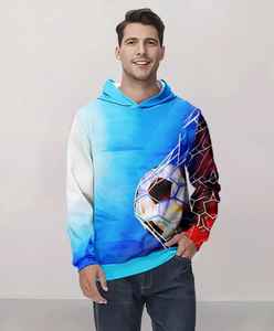 Sweat à capuche pour homme de qualité supérieure, ultra confortable et douillet, 100% coton, brodé, uni, teinture unie avec impression numérique pour l'hiver - Product Image 3