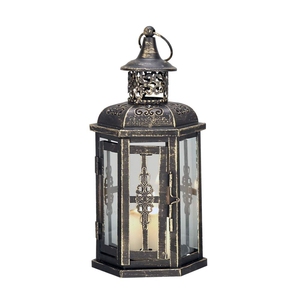 Portavelas de hierro con acabado antiguo de diseño moderno, FAROL DE Metal sin óxido de alta calidad, decoración sostenible para el hogar para bodas - Product Image 1