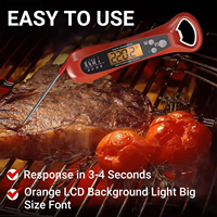 Alarm makanan barbekyu elektronik, termometer Digital baca instan daging dengan pembuka botol lampu latar Magnet bawaan