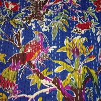 Lot en gros de couvertures Kantha indiennes vintage faites à la main, réversibles, avec broderies florales, en coton, style bohème, pour lit double