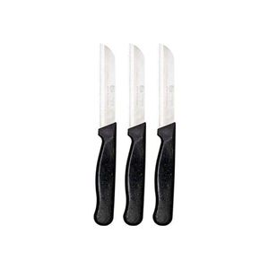 Juego de cuchillos de cocina dentados negros con purpurina de 3 piezas de acero inoxidable 3Cr13 con mango de plástico para cortar frutas y verduras - Product Image 1