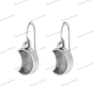 925 argent Sterling lunette blanc réglage demi-lune balancent boucle d'oreille bon pour les cendres et résine remplissage lait maternel bricolage souvenir bijoux - Product Image 2