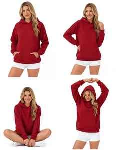 Sweat à capuche oversize décontracté pour femme, hiver/automne, 100% coton, matière polaire respirante, écologique, coupe-vent, personnalisable sur le devant - Product Image 3