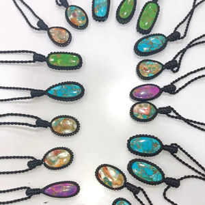 Collier de pierres précieuses fait à la main pendentif antique en macramé bijoux en pierre de guérison Boho macramé cadeau pour les femmes - Product Image 3