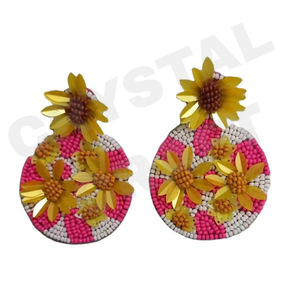 Fêtes de crème glacée rouge boucles d'oreilles pendantes à la mode spéciale nouveauté perles faites à la main transfrontalières paillettes douces à la mode créative - Product Image 3