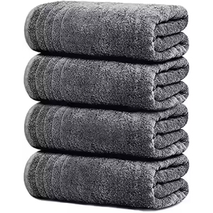 Serviette de bain à séchage rapide de bonne qualité pour hommes serviette de bain écologique 4pc 100% coton serviette de bain de couleur grise pour hommes - Product Image 1
