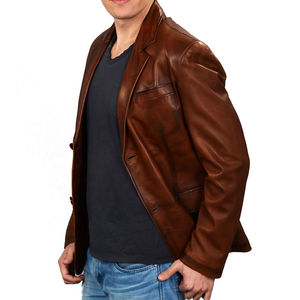 Veste en cuir véritable personnalisée de style High Street pour hommes, vêtements d'hiver décontractés de haute qualité, couleur unie, meilleure vente - Product Image 6