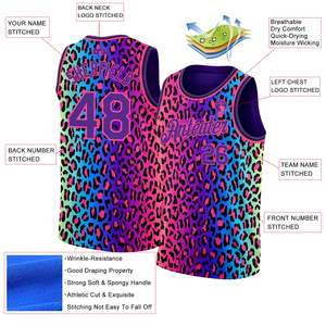 SIBRIN Maillots de basket-ball imprimé par sublimation léopard de qualité supérieure avec logo personnalisé Maillot en maille de polyester à col côtelé fabriqué en usine - Product Image 2