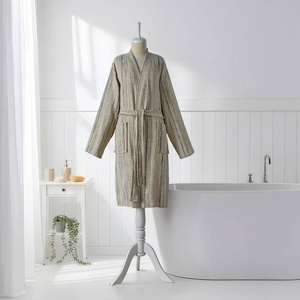 Albornoz de algodón turco Santorini, natural, estilo kimono - Product Image 3