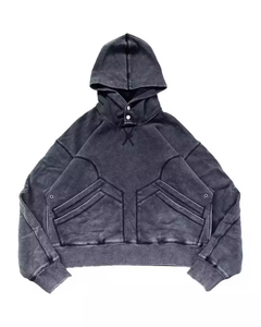 เสื้อฮู้ดแบบสวมหัวสำหรับผู้ชายผ้าเดนิมโอเวอร์ไซส์ผ้าเดนิม220จีเอสเอ็มมีฮู้ดเสื้อสวมหัวพิมพ์ลาย - Product Image 3