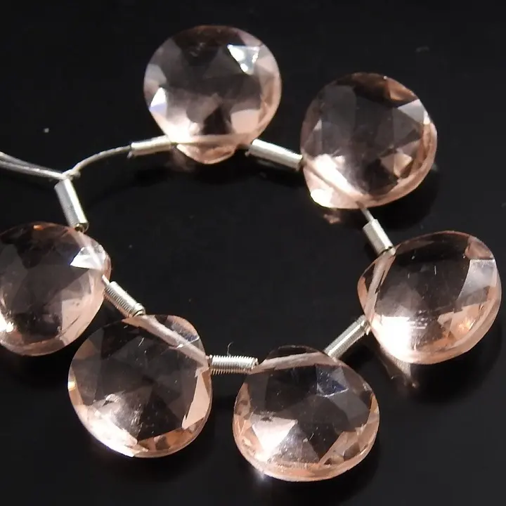 Morganite Quartz rose facette forme de coeur larme lâche pierre boucle d'oreille paire pour la fabrication de bijoux perle à la main