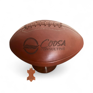 GRABADO LÁSER-FÚTBOL AMERICANO con Base de Madera-Tan con Cordones Negros-Vintage Retro Classic Tamaño 7 - 100% Cuero de Vaca - Product Image 1