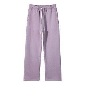Haute qualité mi plaine teint sports d'hiver pantalons de survêtement solide polaire Joggers taille élastique automne droit lourd Service OEM - Product Image 1