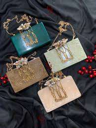 Sac à main de super qualité Sac à main exclusif en résine avec poignée en laiton Sac à main de créateur de mariage Embrayage artisanal Nouveau - Product Image 2