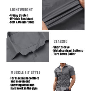 Camisas abotonadas de manga corta personalizables para hombre, disponibles en varios colores, marca de telas y opciones de colocación del logotipo - Product Image 2