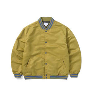 แจ็กเก็ตบอมเบอร์ซาตินสำหรับผู้ชาย, แจ็กเก็ตเบสบอลวิทยาลัยแบบยืนด้านหน้าทันสมัยทนทานสำหรับนักเรียน - Product Image 1