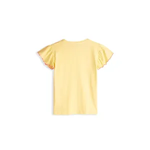 Camiseta Amarilla de Algodón para Niñas, con Volantes, Estampada, Estilo Crop Top, Informal, para Bebés y Niñas Pequeñas, Ropa de Verano Tejida, Diseño con Logotipo Simple - Product Image 6