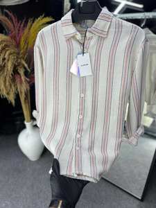 Camisa teñida con estampado de lunares y cuello de pico de poliéster/algodón de satén de manga larga para hombre, camisa ligera y transpirable con doble botonadura - Product Image 4