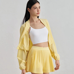 Vente chaude Femmes À La Mode Courir Léger Tennis Porter Full Zip Unhooded Sports Vestes gym fitness ensemble - Product Image 5