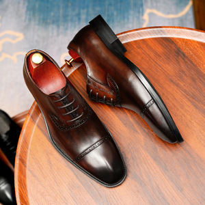 Chaussures Oxford en cuir de vachette pleine fleur avec talon amorti et design antidérapant, chaussures habillées pour hommes, chaussures en cuir - Product Image 2