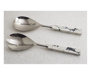Best Selling Salad Server Set With Resin Handle Home Hotel Use Kitchen Tool Steel Cutlery Set Hotel <b>Serving</b> <b>Spoon</b> Fork Flatware - Product Image 4