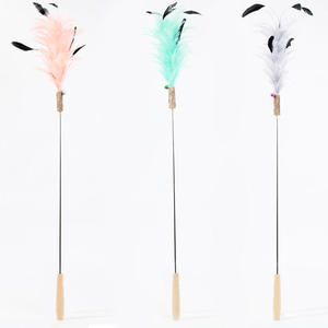 <b>Interactive</b> Eco-Friendly Educational Feather Wood Handle Scalable Lengthen Solid Cat <b>Toy</b> New Silvervine Cat Teaser Stick Smart - Product Image 1