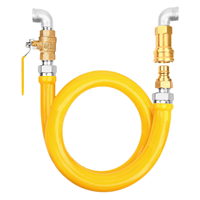 Manguera Flexible de Goma para Gas Natural de 3/4 Pulgadas de Alta Calidad, Superficie Lisa, Conexiones de Latón para Cocina Comercial al Aire Libre