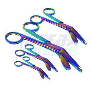 REEAX Enterprises 5.5 Ciseaux de chirurgie orthopédique en acier inoxydable hautement polis Instruments chirurgicaux à bandage arc-en-ciel multicolores - Product Image 1