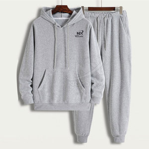 Private Label Winter Solid Hooded Men's Sporty Jogging Tracksuit Set with Custom Logo and 100% Cotton - Product Image 1