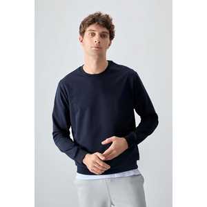 Sudadera Azul Marino 100% Algodón para Hombre, Textura Suave, Estilo Básico, Corte Estándar-88363 - Product Image 6