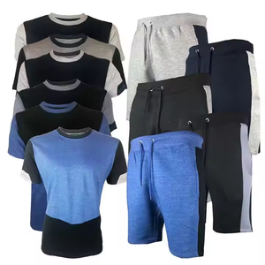 Conjunto de camisas y pantalones cortos de verano transpirables de secado rápido para hombre, camisetas y pantalones cortos de manga corta de tela de punto con logotipo impreso personalizado - Product Image 4