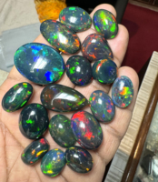Lot de cabochons d'opale noire éthiopienne de qualité supérieure pierres précieuses en vrac 10-20 carats pierre précieuse d'opale naturelle multi feu