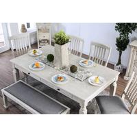 Restaurant Hotel Ausziehbares Farmhaus-Stil 6-teiliges Massivholz Esstisch- und Stuhlset für Wohnmöbel