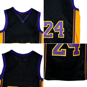 Maillot de basket vintage des Lakers, respirant, antibactérien, 100% polyester, vêtements de sport à manches courtes pour hommes, imprimé - Product Image 3