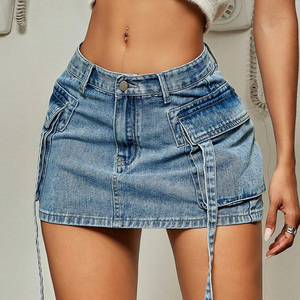2025 Y2K gran oferta señoras Cargo falda Jeans Sexy Mini Hip Hop Streetwear primavera otoño verano cintura recta sólido vaquero Denim - Product Image 6