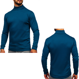 Suéter de Cuello Alto para Hombre, Otoño, Cálido, Antibolitas, Manga Larga, Forrado, de Punto, Corte Regular, Informal, de Poliéster/Algodón, Liso - Product Image 5