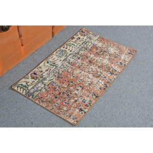 1.6x2.7 ft Vintage Rug, <b>Brown</b> Striped Turkish <b>Wool</b> Rug - Product Image 2